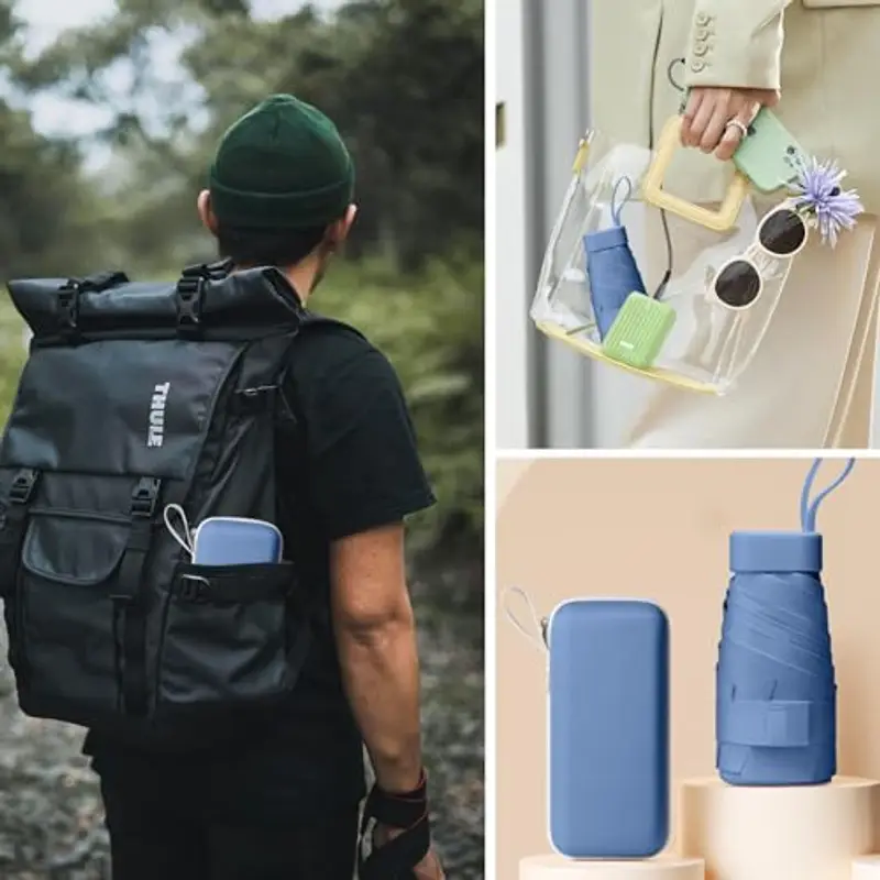 Sykrawki Ombrello Pieghevole Portatile Compatto, Anti UV e Antivento, Mini Ombrello da Tasca Ultraleggero per Donne e miniatura 3