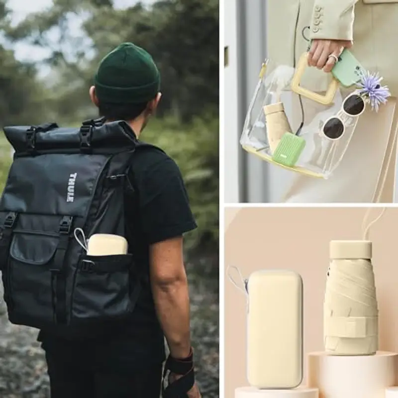 Sykrawki Ombrello Pieghevole Portatile Compatto, Anti UV e Antivento, Mini Ombrello da Tasca Ultraleggero per Donne e Uomini, Ideale per Viaggi (Mais giallo) miniatura 3