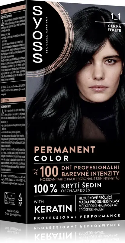 Color tinta permanente per capelli colore 1_1 nero