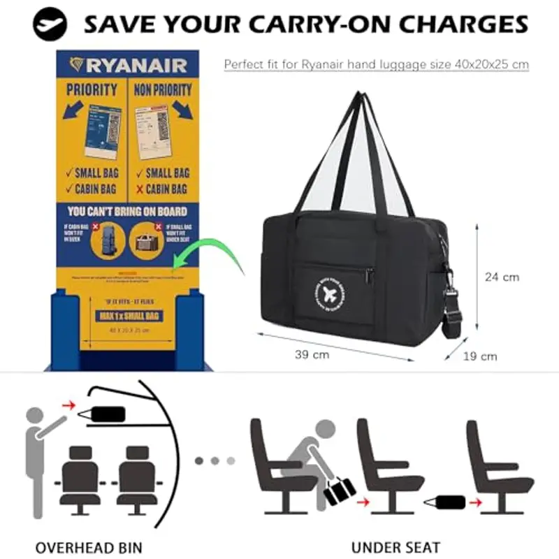 SZDPC Bagaglio a Mano 40x20x25 Ryanair Zaino Borsa da Viaggio Borsa da Cabina miniatura 2