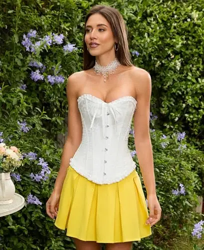 SZIVYSHI Moda Da donna Pizzo Su nuziale Tesoro Corsetto Bustino Superiore miniatura 3