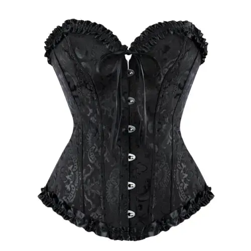 SZIVYSHI Moda Da donna Pizzo Su nuziale Tesoro Corsetto Bustino Superiore,Corset,Nero,S