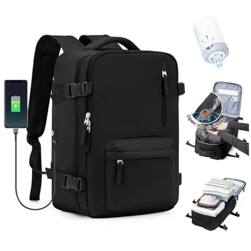 SZLX Zaino A Vuoto Bagaglio A Mano Donna, Zaino Airbag Con Sistema Di Vuoto Per Viaggi, Ryanair Viaggio Ruscksack Dimensione Cabina Con Pompa Impermeabile Uomo Valigia A Vuoto