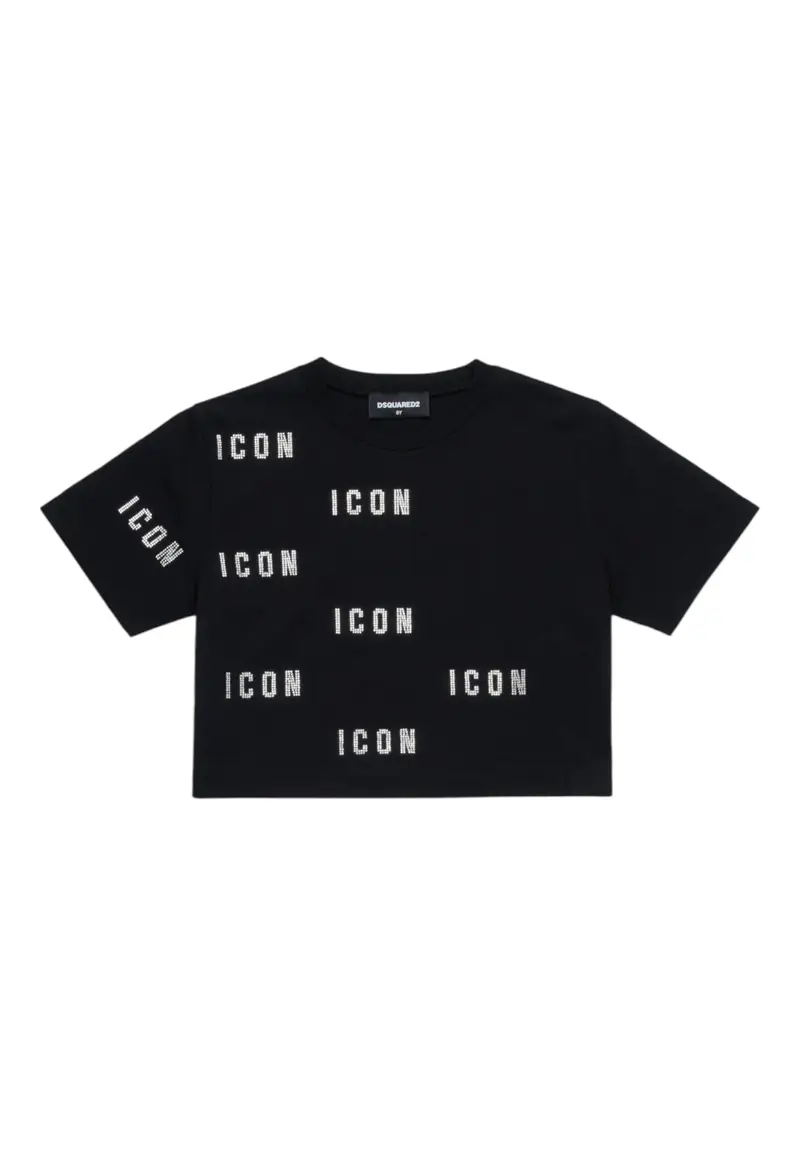 T-shirt Bambina Dsquared2 Icon cropped glitter