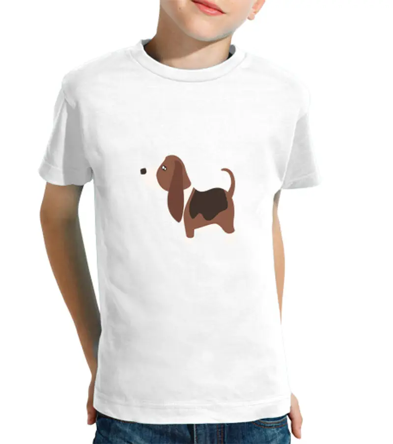 T-shirt bambino manica corta basset hound mix beagle