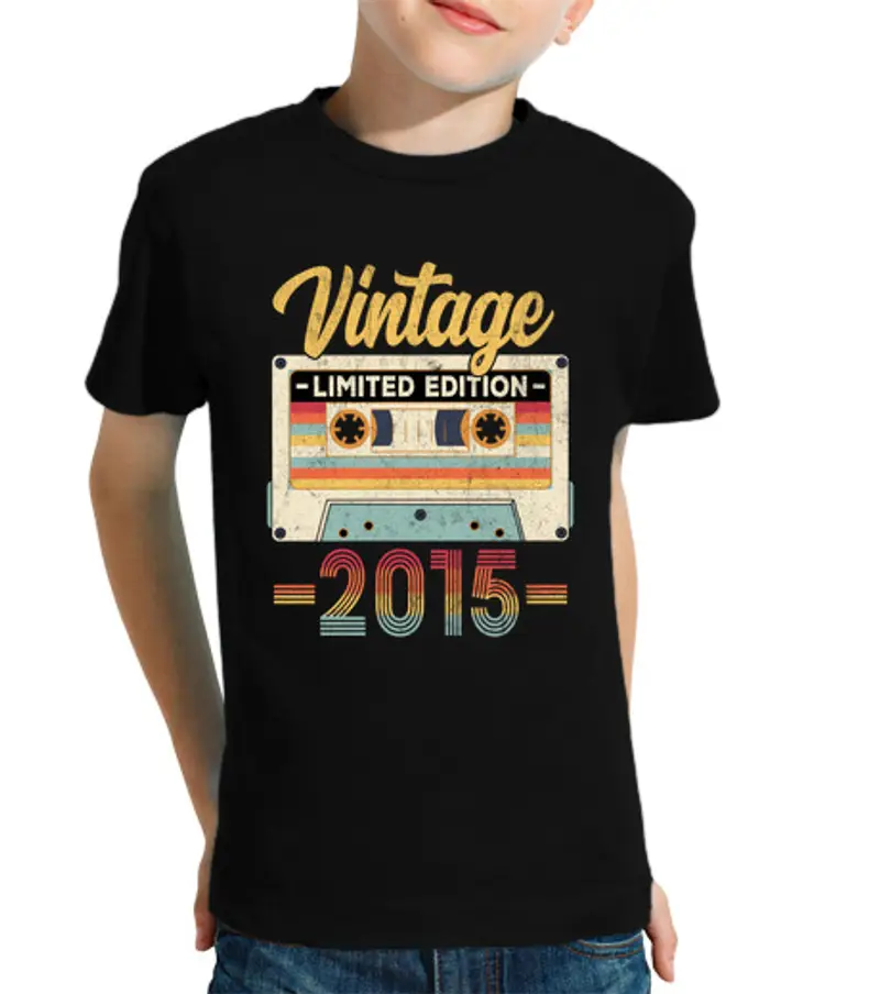 T-shirt bambino manica corta cassetta di compleanno dell39annata 201