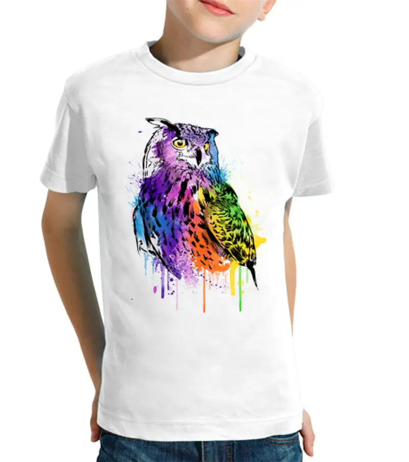 T-shirt bambino manica corta colore water owl