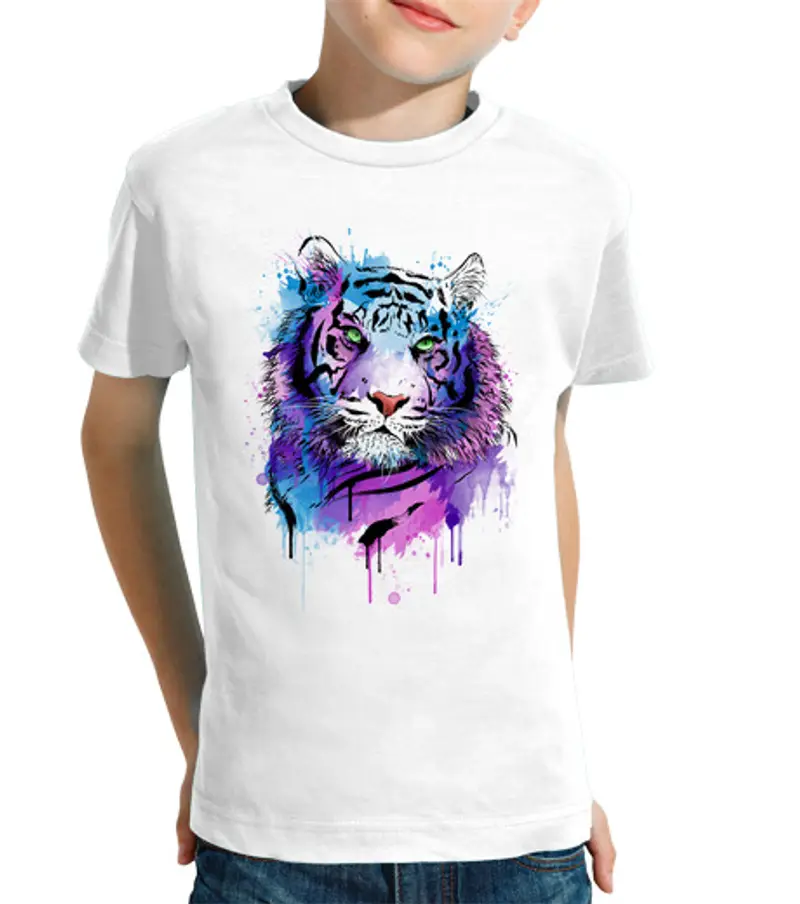 T-shirt bambino manica corta colore water tigre