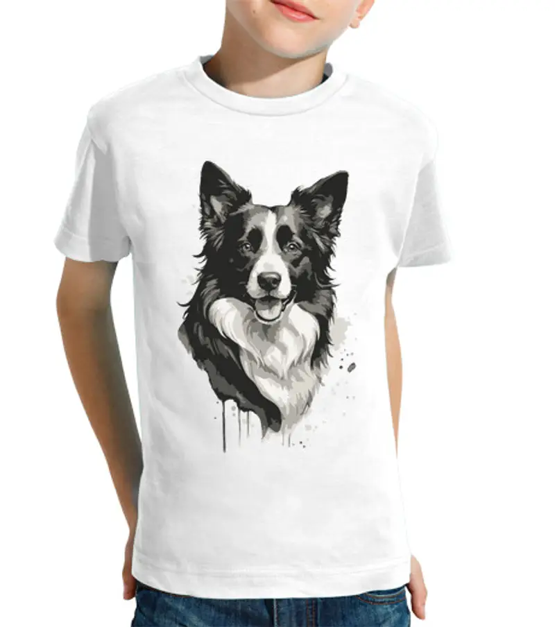 T-shirt bambino manica corta cuccioli di cane border collie in vendita prezzo rifugio hotel