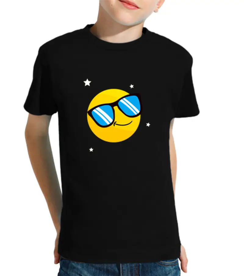 T-shirt bambino manica corta fresco sorriso occhiali da sole emotico