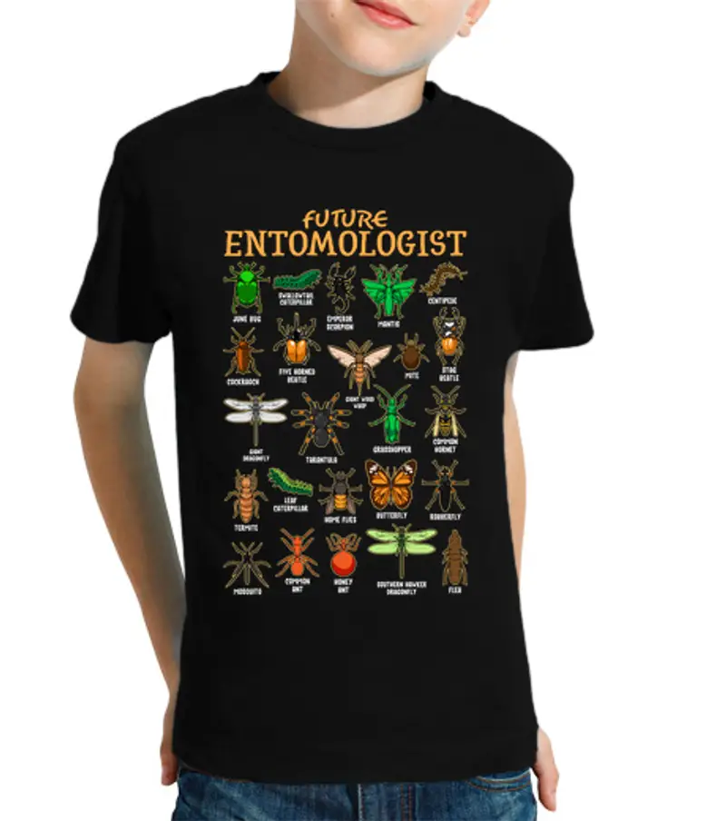 T-shirt bambino manica corta futuro entomologo insetti professore di entomologia insetti animali