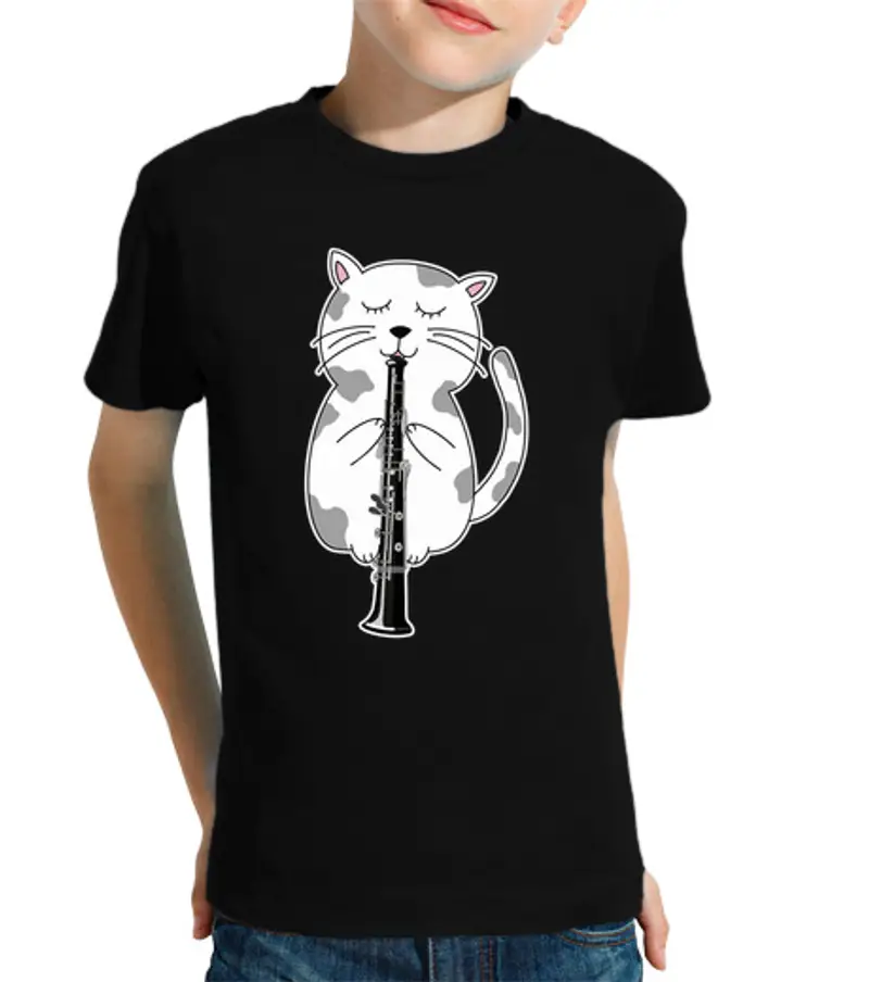 T-shirt bambino manica corta gatto divertente che indossa occhiali d