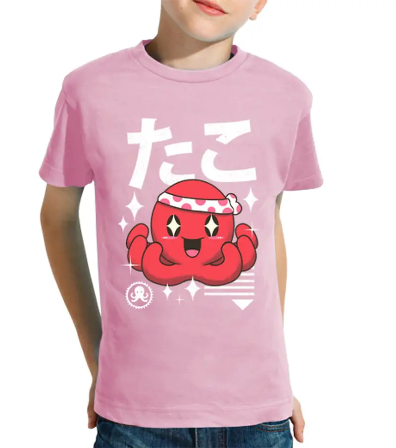 T-shirt bambino manica corta polipo kawaii