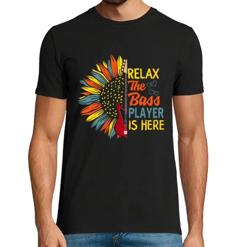 T-shirt uomo manica corta rilassati il bassista è qui camicia chitarra bassista tshirt musicisti top concerto band regalo bass