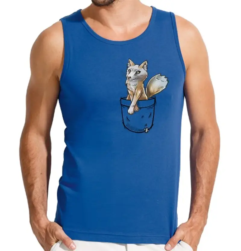 T-shirt uomo senza maniche tasca carina corsetto volpe - canotta da uomo