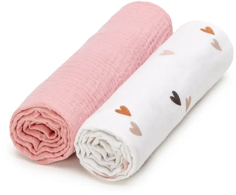 BIO Muslin pannolini in tessuto Love 65 x 65 cm 2 pezzi