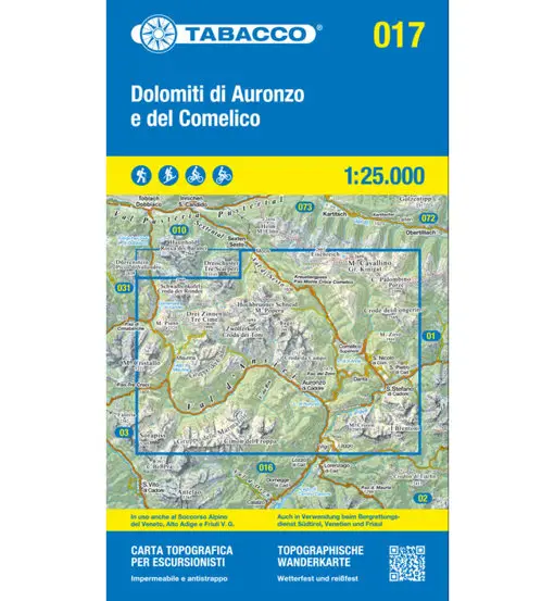 Carta N 017 Dolomiti di Auronzo e del Comelico - 1 25 000