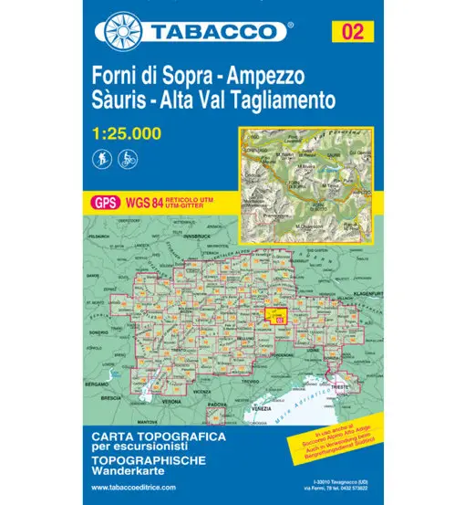 Carta N 02 Forni di Sopra, Ampezzo, Sauris, Alta Val - 1 25 000