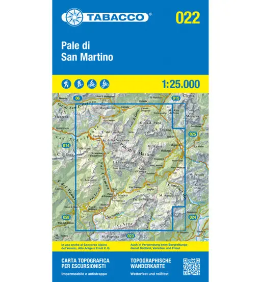 Carta N 022 Pale di San Martino - 1 25 000
