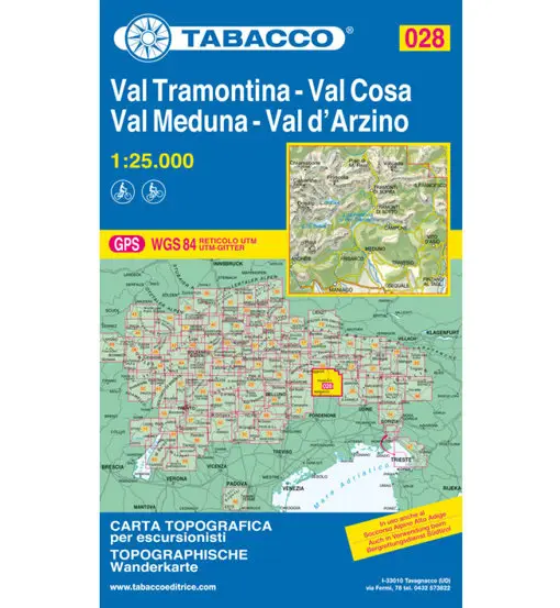 Carta N 028 Val Tramontina, Val Cosa, Val Meduna, Val d Arzino - 1 25 000