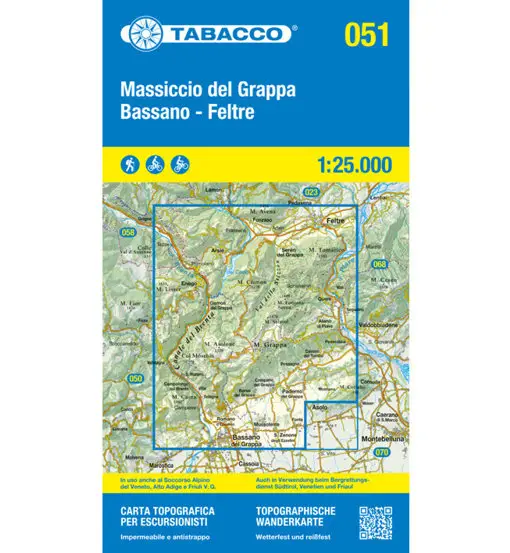 Carta N 051 Massiccio del Grappa-Bassano-Feltre - 1 25 000