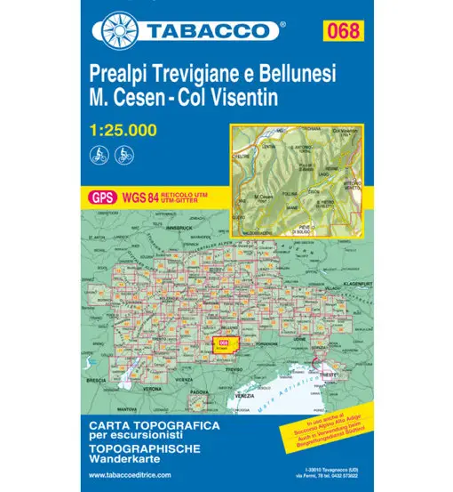 Carta N 068 Prealpi Trevigiane e Bellunesi M Cesen - Col Visentin 1 25 000