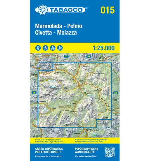Carta N 15 Marmolada Pelmo Civetta Moiazza - 1 25 000