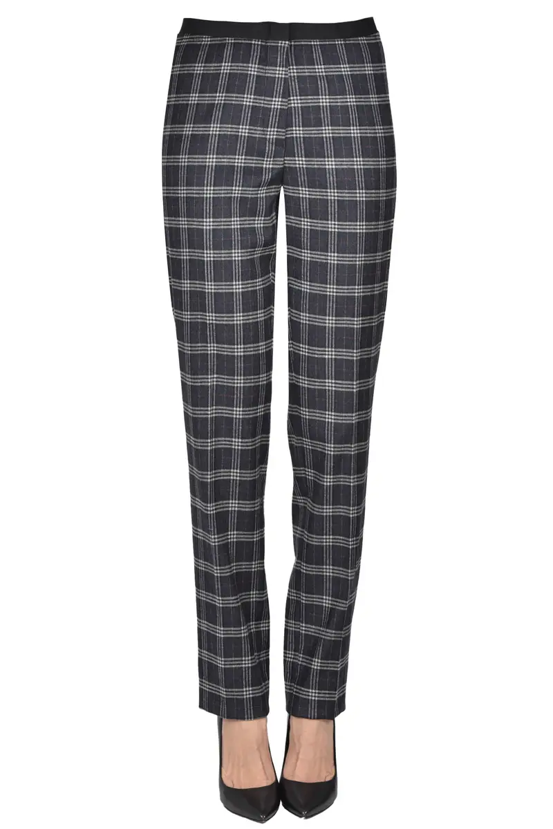 Pantaloni stampa check Grigio Antracite