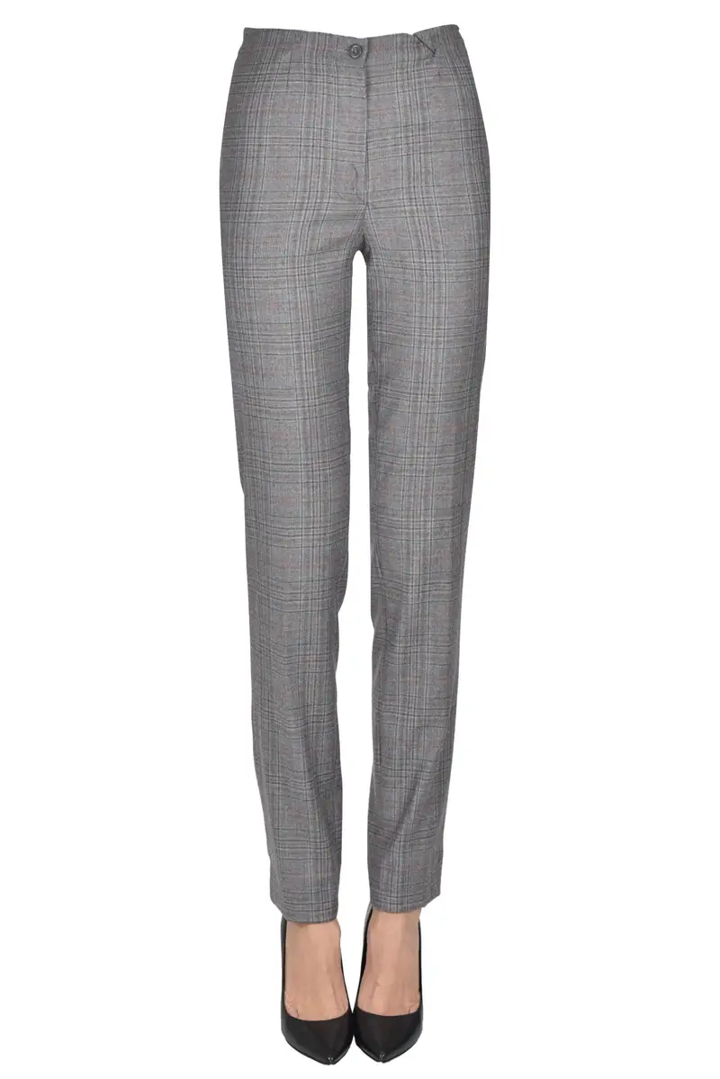 Pantaloni stampa principe di Galles Grigio