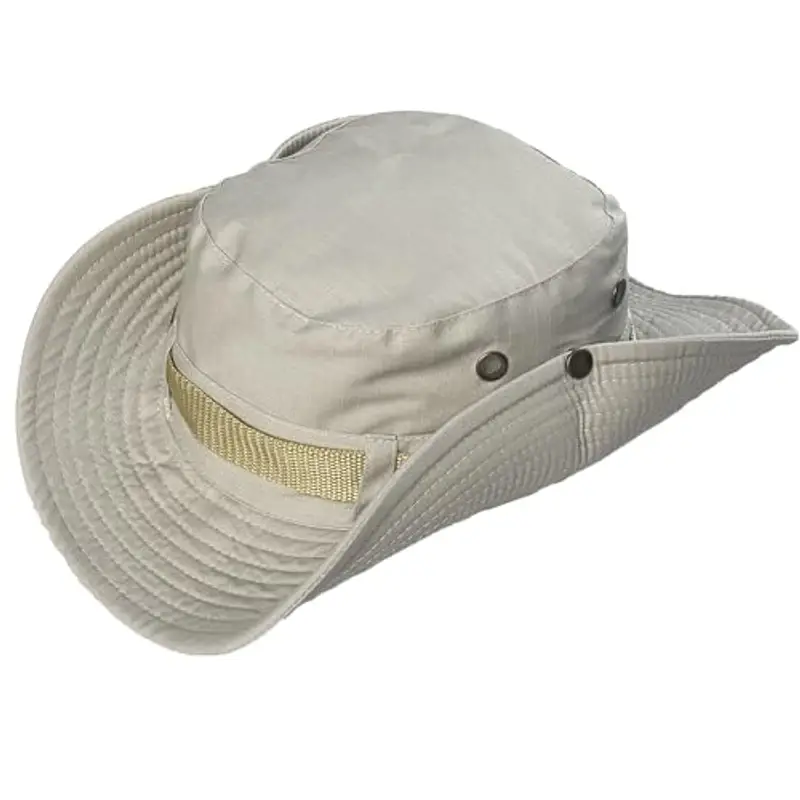 Taeku Cappello Boonie Uomo Donna Anti UV Protezione Solare a Tesa Larga Cappello per Esterni Safari Cappello da Sole per Esterno Escursionismo (Beige)