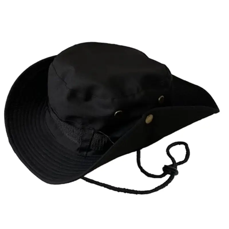 Taeku Cappello Boonie Uomo Donna Anti UV Protezione Solare a Tesa Larga Cappello per Esterni Safari Cappello da Sole per Esterno Escursionismo (Nero)