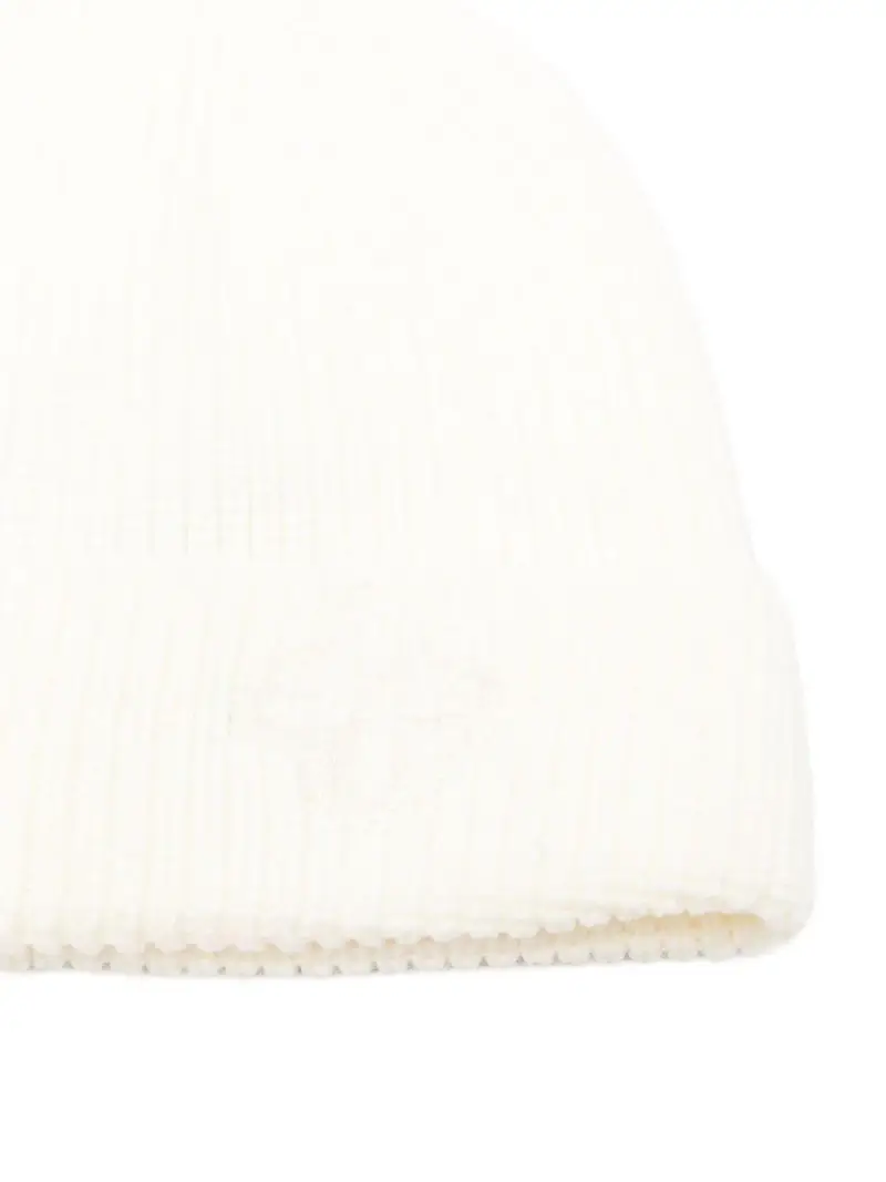 Berretto bianco con bordo a coste miniatura 3