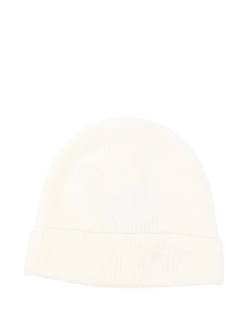 Berretto bianco con bordo a coste