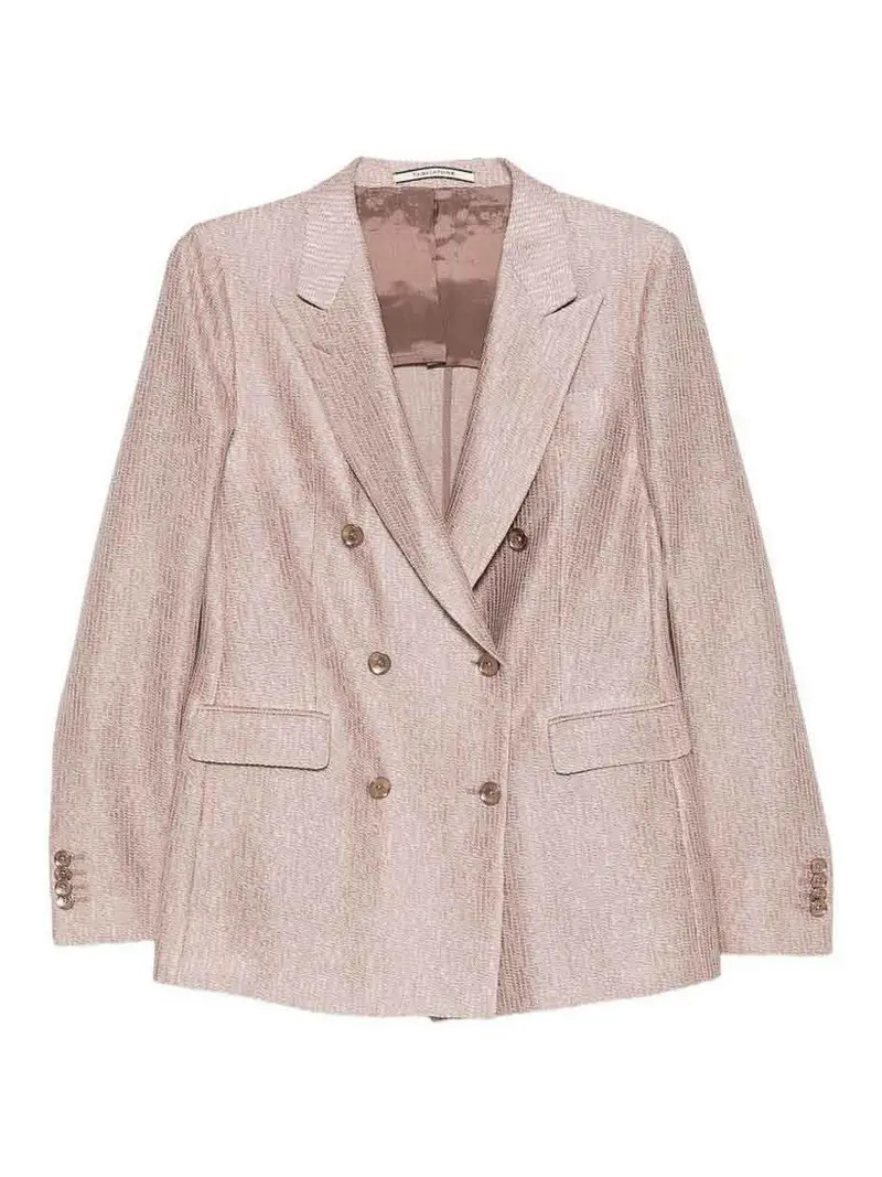 Blazer Paris rosa a doppio petto in cotone Color Carne E Neutri