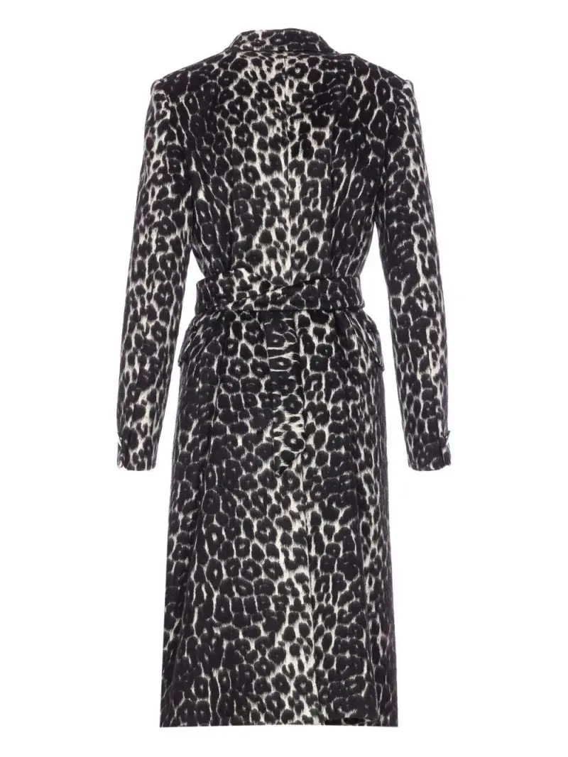 Cappotto Doppiopetto con Stampa Leopardata Nero miniatura 2