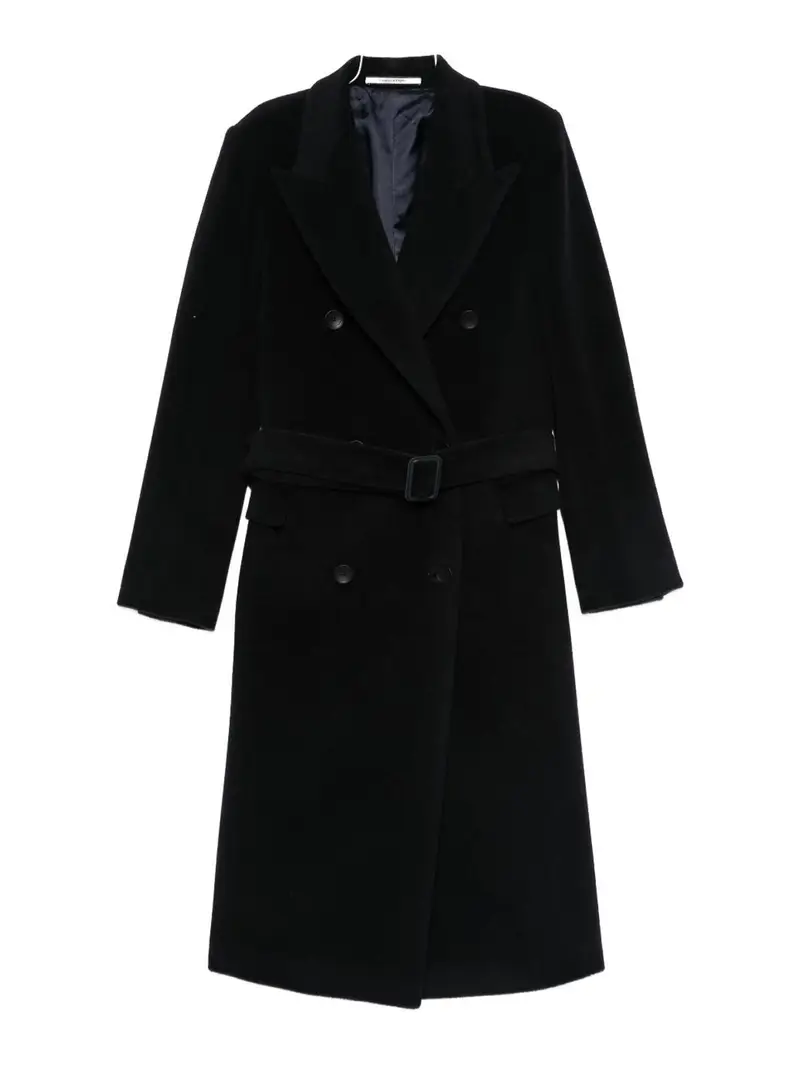 Cappotto Doppiopetto In Lana Blu