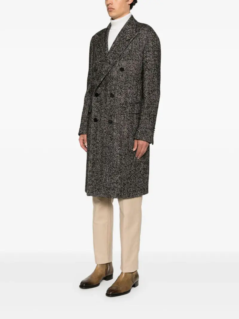 Cappotto Doppiopetto in Lana con Bottoni Nero miniatura 2