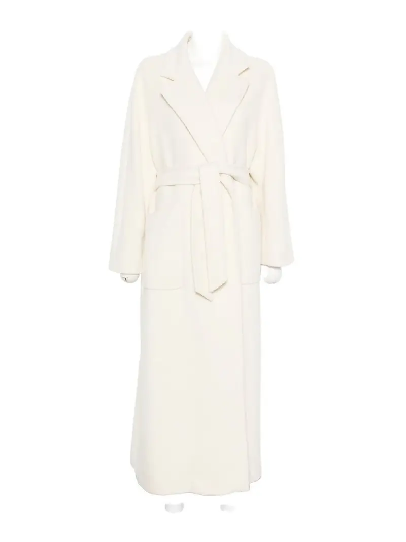 Cappotto lungo in lana Crema