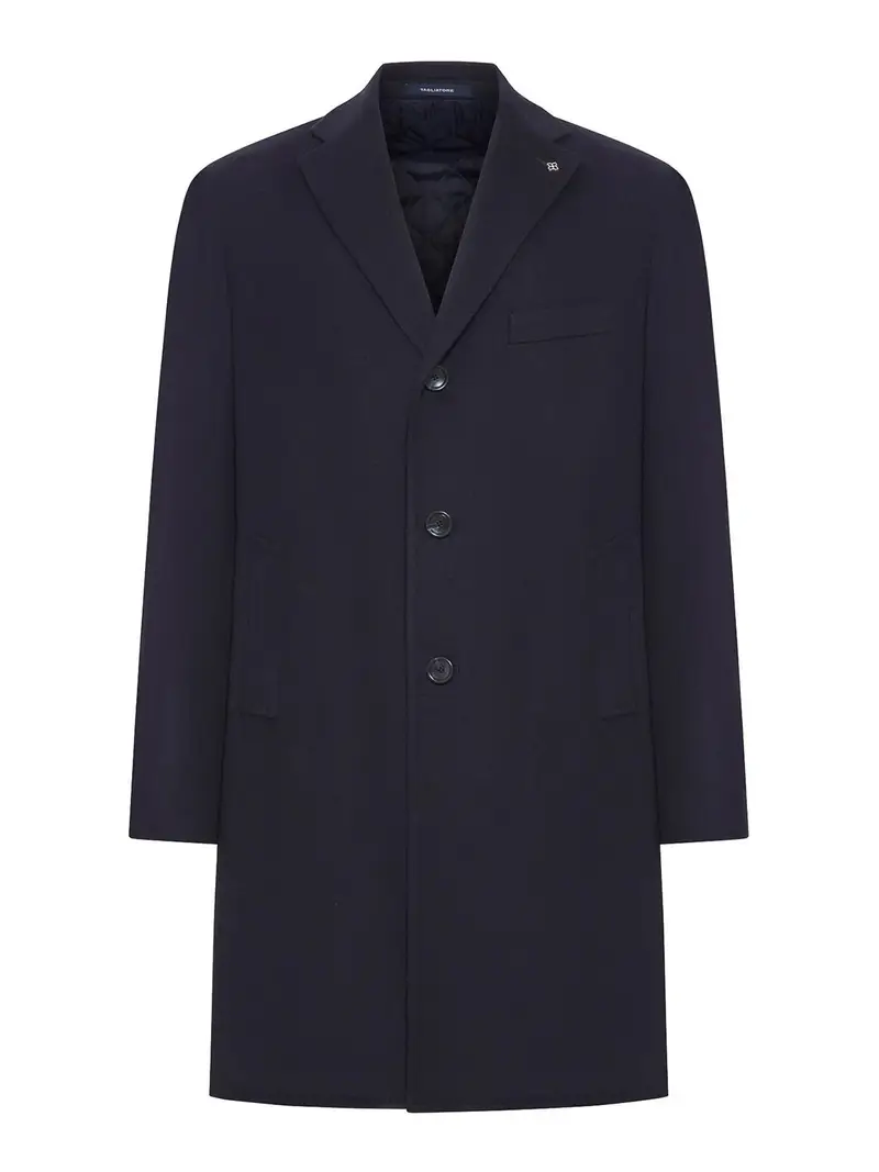 Cappotto Monopetto In Lana Vergine Blu