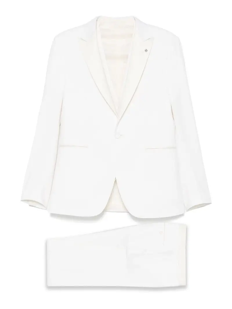 Cream Virgin Wool Single Breasted Abito Crema