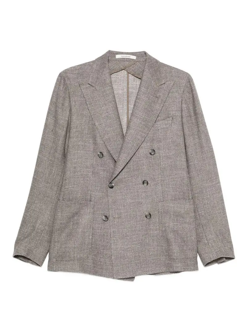 Giacca Doppiopetto con Revers a Punta Tabacco