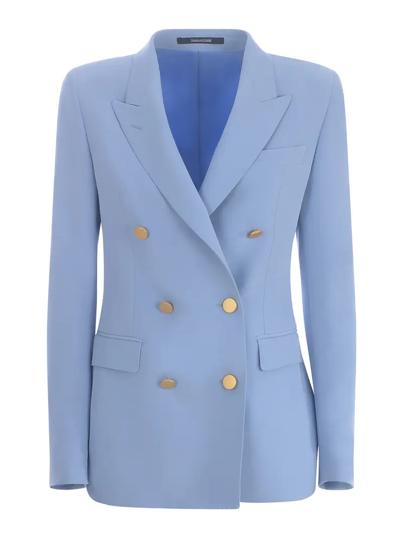 Giacca doppiopetto in cady Grigio Chiaro