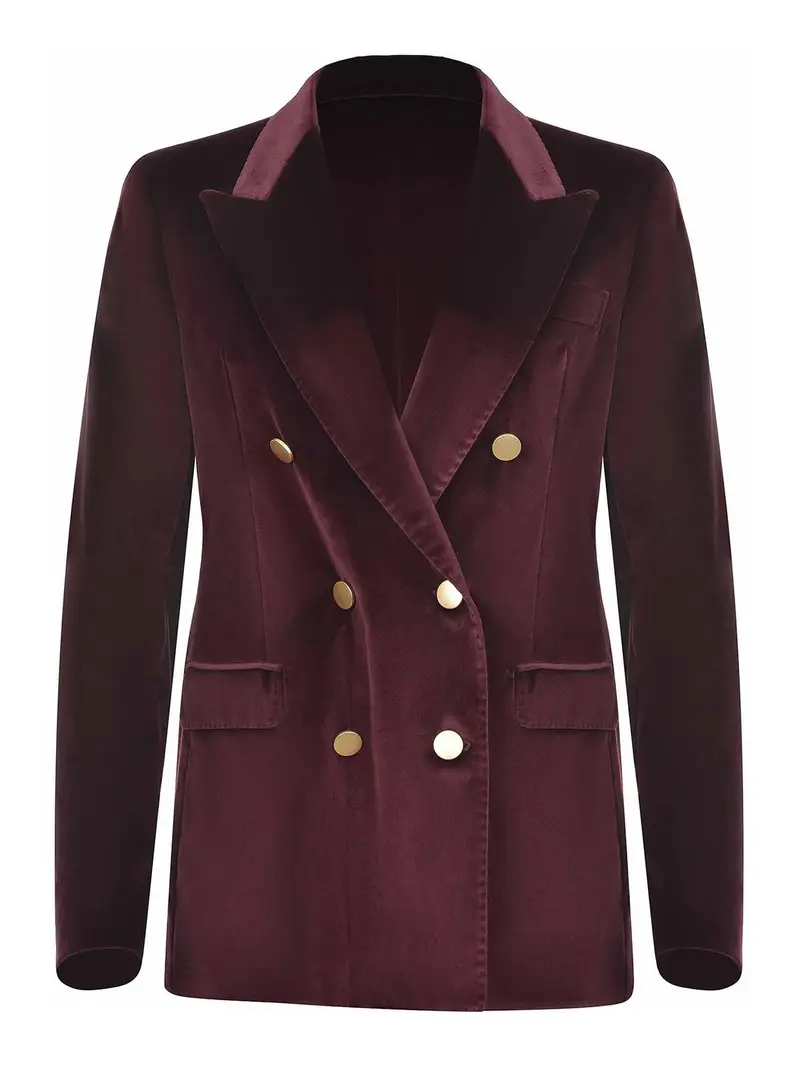 Giacca Doppiopetto In Misto Cotone Rosso