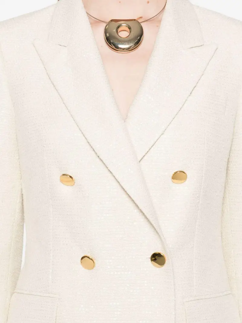 Giacca panna doppiopetto micro paillettes Latte miniatura 2
