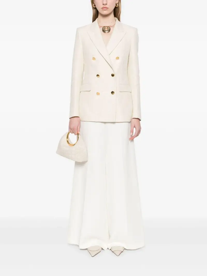 Giacca panna doppiopetto micro paillettes Latte miniatura 3