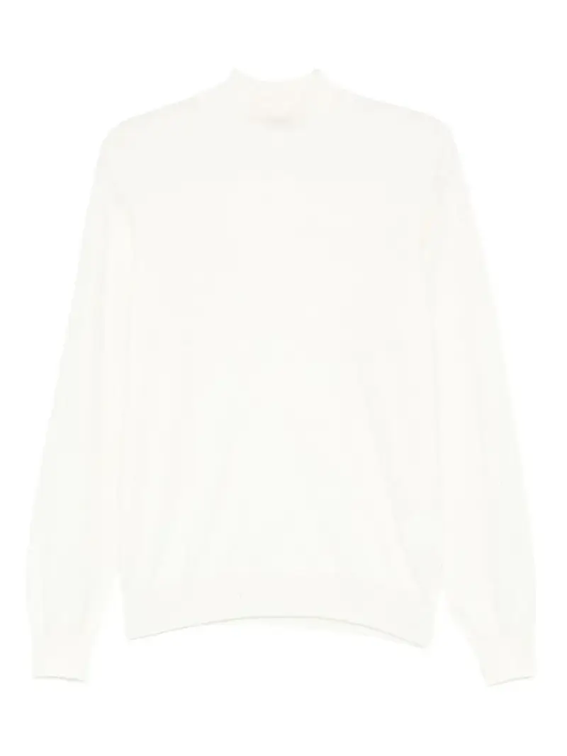 Maglione a Collo Alto in Tessuto Panna