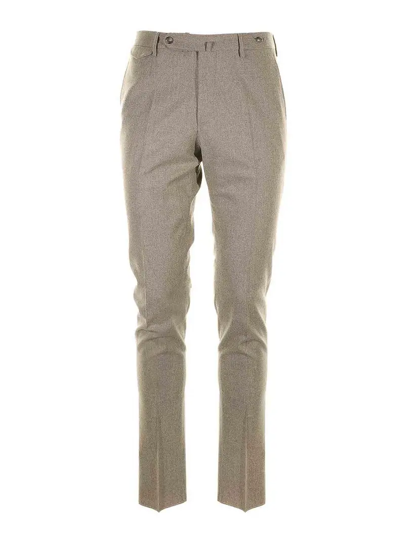 Pantalone Slim Fit In Lana Grigio