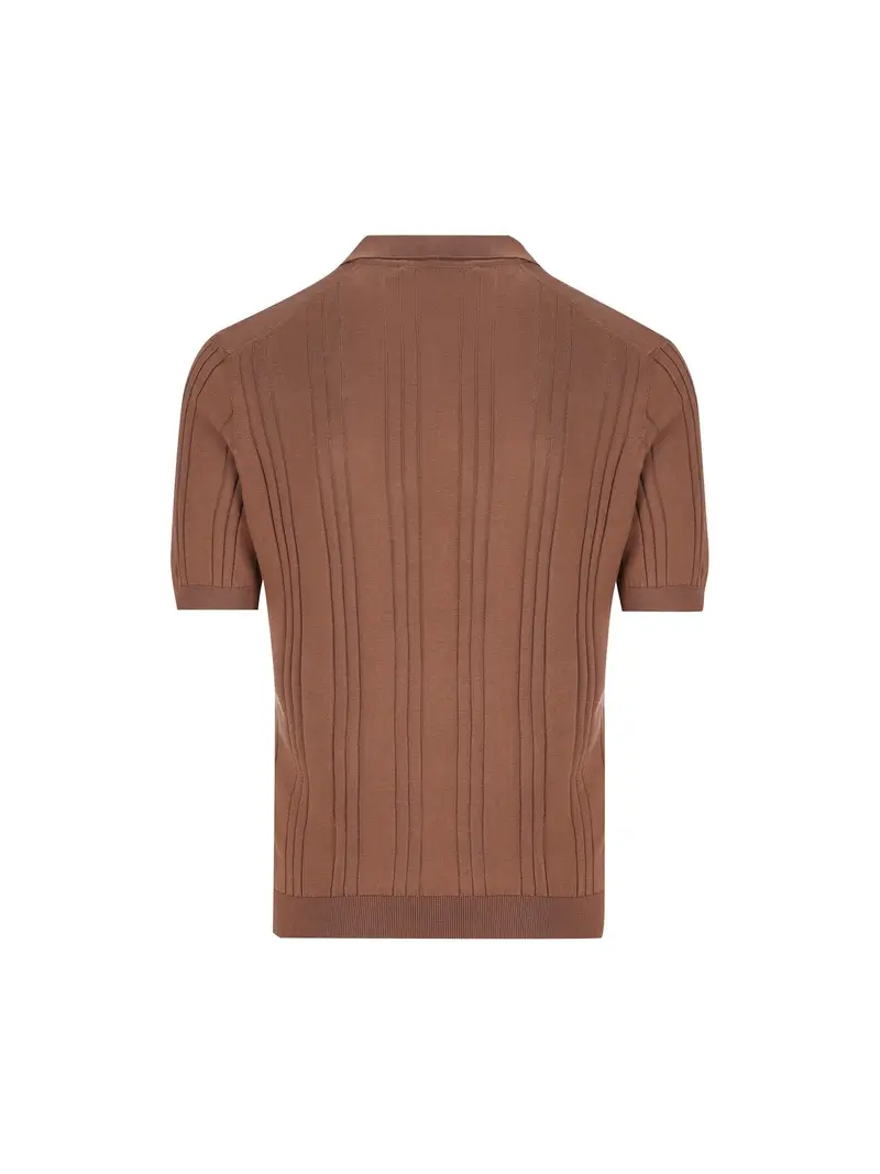 Polo In Seta MARRONE miniatura 2