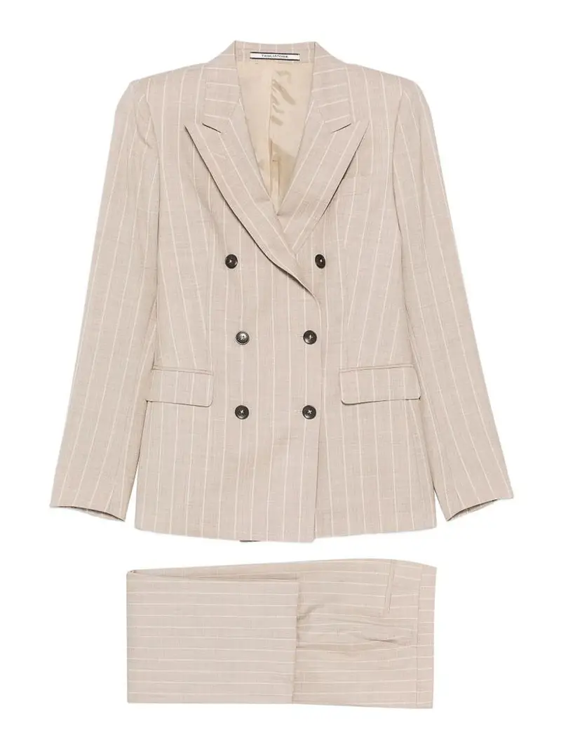 Vestito elegante gessato beige