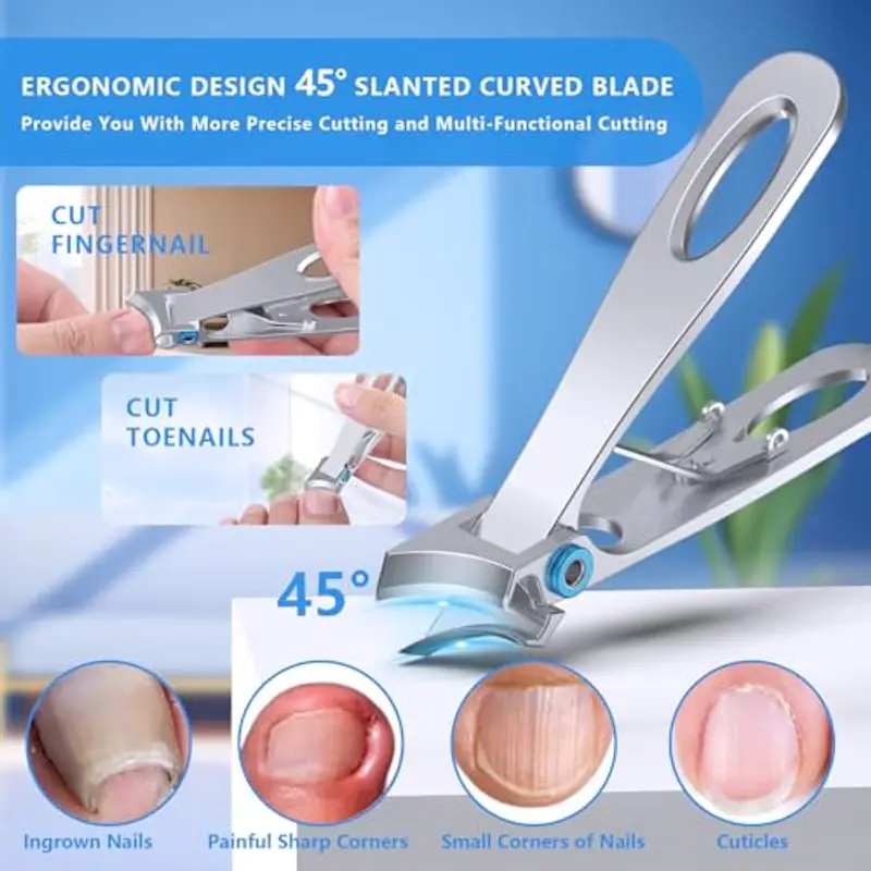 Tagliaunghie Professionale Lama inclinata a 45° per Unghie Incarnite Spesse, Ergonomia Tagliaunghie Set per Unghie Delle Mani e Piedi, Tagliaunghie Tronchesino per unghie per Uomo Donna Adulto Anziani miniatura 3